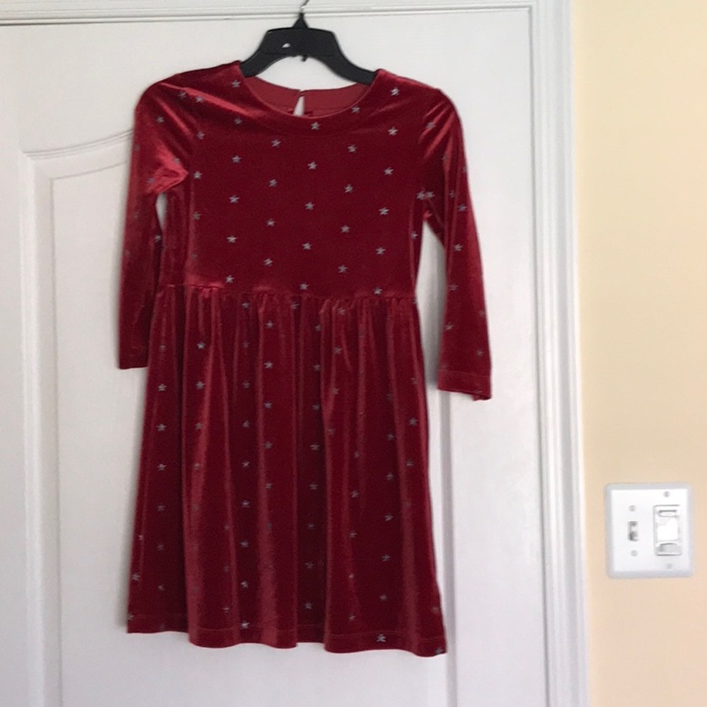 Red crushed velvet dress